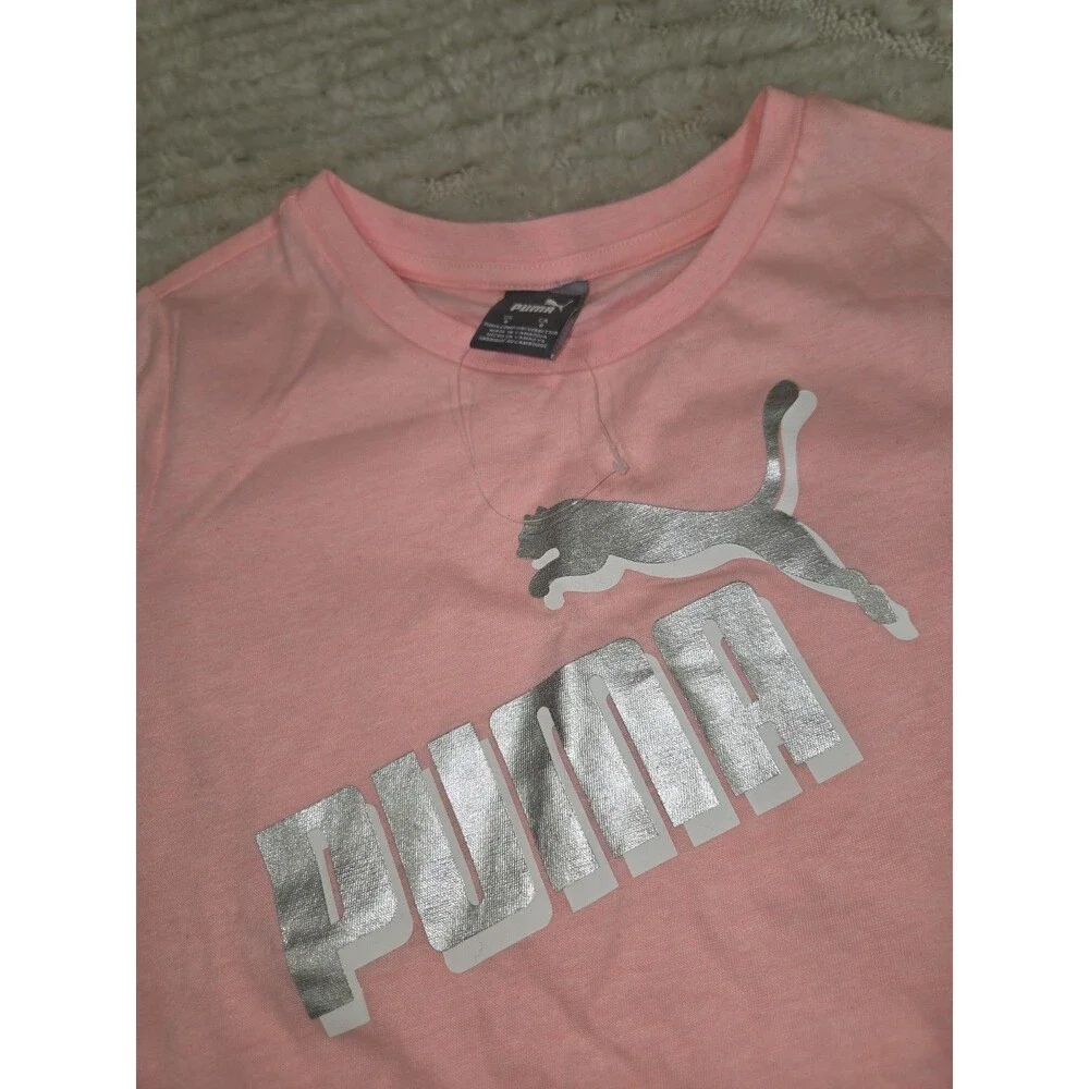 NWOT Girls Size 8 Puma Pink and grey Tee and Shorts 2 Pcs Set B20 - Picture 4 of 6